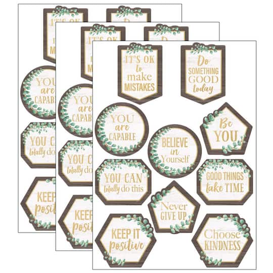 Teacher Created Resources Eucalyptus Positive Sayings Accents, 3 Packs of 30